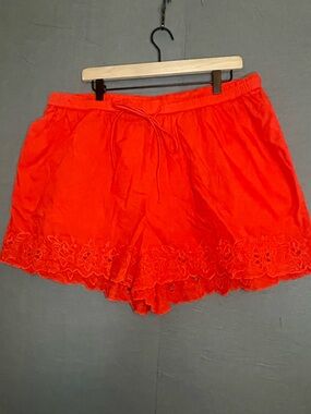 NWT Future Collective Red Eyelet Embroidered Shorts 1X Plus Size Boho Summer